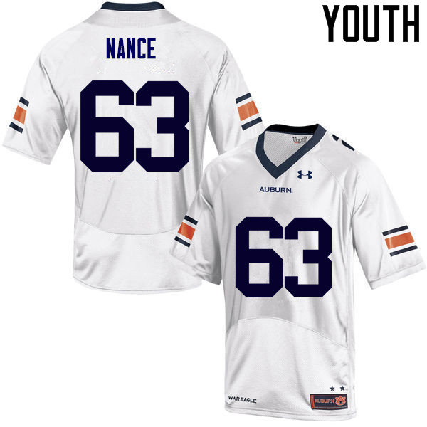 Auburn Tigers Youth Peyton Nance #63 White Under Armour Stitched College NCAA Authentic Football Jersey AGO6274HI